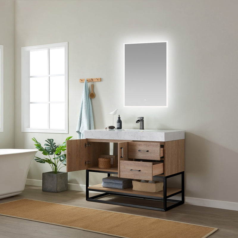 Vinnova Design Alistair 42B" Single Vanity with White Grain Stone Countertop