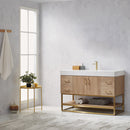 Alistair 48" Single Vanity Oak with White Grain Stone Countertop