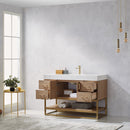 Alistair 48" Single Vanity Oak with White Grain Stone Countertop