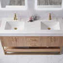 Alistair 60" Double Vanity Oak with White Grain Stone Countertop