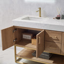 Alistair 60" Double Vanity Oak with White Grain Stone Countertop