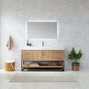 Alistair 60BS" Single Sink Bath Vanity Oak with White Grain Stone Countertop