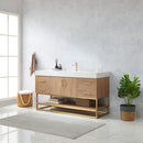 Alistair 60" Single Sink Bath Vanity Oak with White Grain Stone Countertop