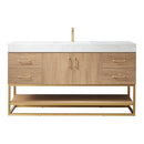 Alistair 60" Single Sink Bath Vanity Oak with White Grain Stone Countertop