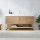 Alistair 60" Single Sink Bath Vanity Oak with White Grain Stone Countertop