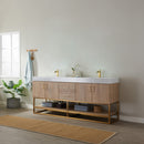 Alistair 72" Double Vanity Oak with White Grain Stone Countertop