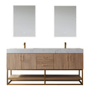 Alistair 72" Double Vanity Oak with White Grain Stone Countertop