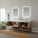 Alistair 72" Double Vanity Oak with White Grain Stone Countertop