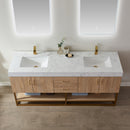 Alistair 72" Double Vanity Oak with White Grain Stone Countertop