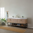 Alistair 72B" Double Vanity Oak with White Grain Stone Countertop