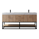 Alistair 72B" Double Vanity Oak with White Grain Stone Countertop