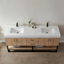 Alistair 72B" Double Vanity Oak with White Grain Stone Countertop