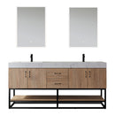 Alistair 72B" Double Vanity Oak with White Grain Stone Countertop