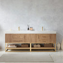 Alistair 84" Double Sink Bath Vanity Oak with White Grain Stone Countertop