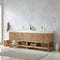 Alistair 84" Double Sink Bath Vanity Oak with White Grain Stone Countertop