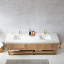 Alistair 84" Double Sink Bath Vanity Oak with White Grain Stone Countertop