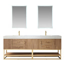 Alistair 84" Double Sink Bath Vanity Oak with White Grain Stone Countertop