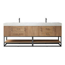 Alistair 84B" Double Sink Bath Vanity Oak with White Grain Stone Countertop