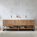 Alistair 84B" Double Sink Bath Vanity Oak with White Grain Stone Countertop