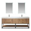 Alistair 84B" Double Sink Bath Vanity Oak with White Grain Stone Countertop