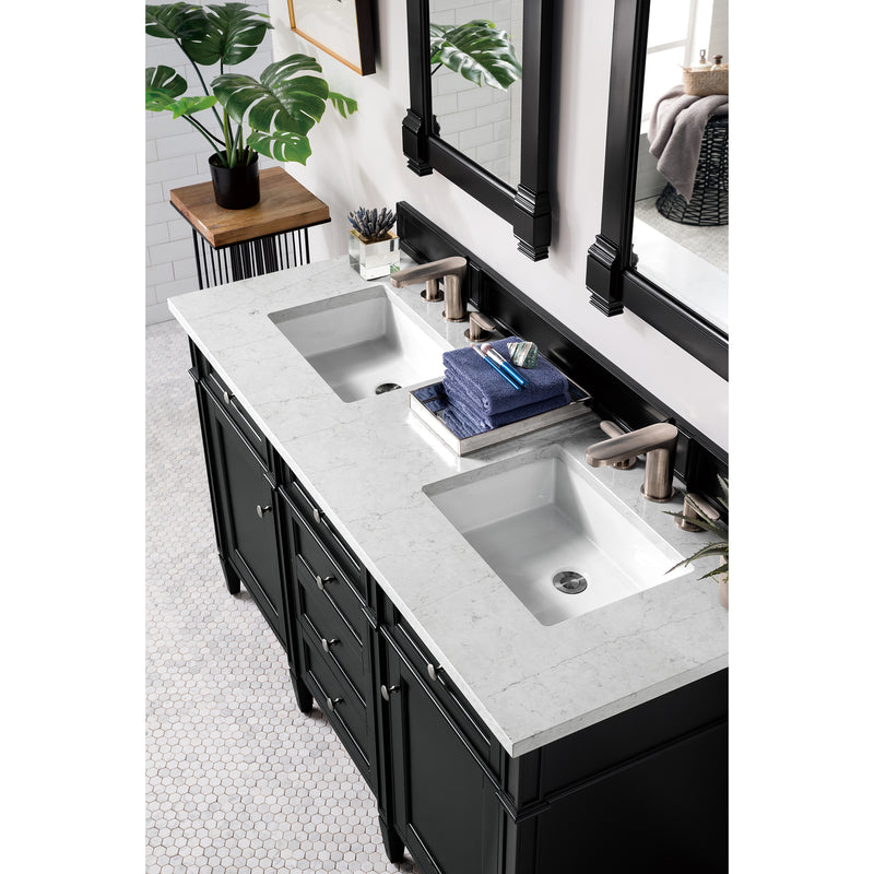 James Martin Brittany 60" Black Onyx Double Vanity with 3 cm Eternal Jasmine Pearl Quartz Top 650-V60D-BKO-3EJP