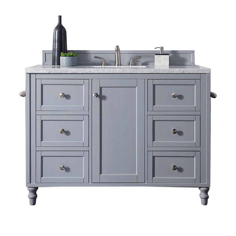 James Martin Copper Cove Encore 48" Single Vanity Silver Gray with 3 cm Carrara Marble Top 301-V48-SL-3CAR