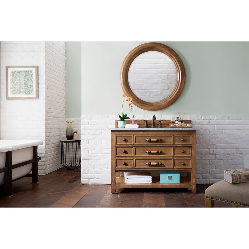 James Martin Malibu 48" Honey Alder Single Vanity with 3 cm Carrara Marble Top 500-V48-HON-3CAR