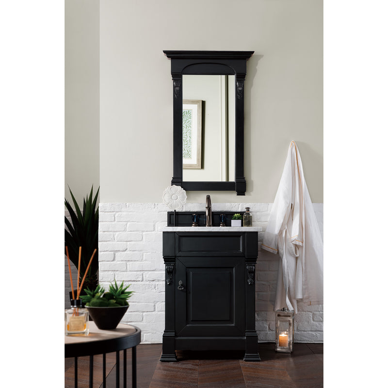 James Martin Brookfield 26" Antique Black Single Vanity with 3 cm Carrara Marble Top 147-114-V26-AQB-3CAR