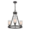 Saloon Chandelier shown in the Matte Black finish with a Matte White shade