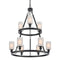 Saloon Chandelier shown in the Matte Black finish with a Matte White shade