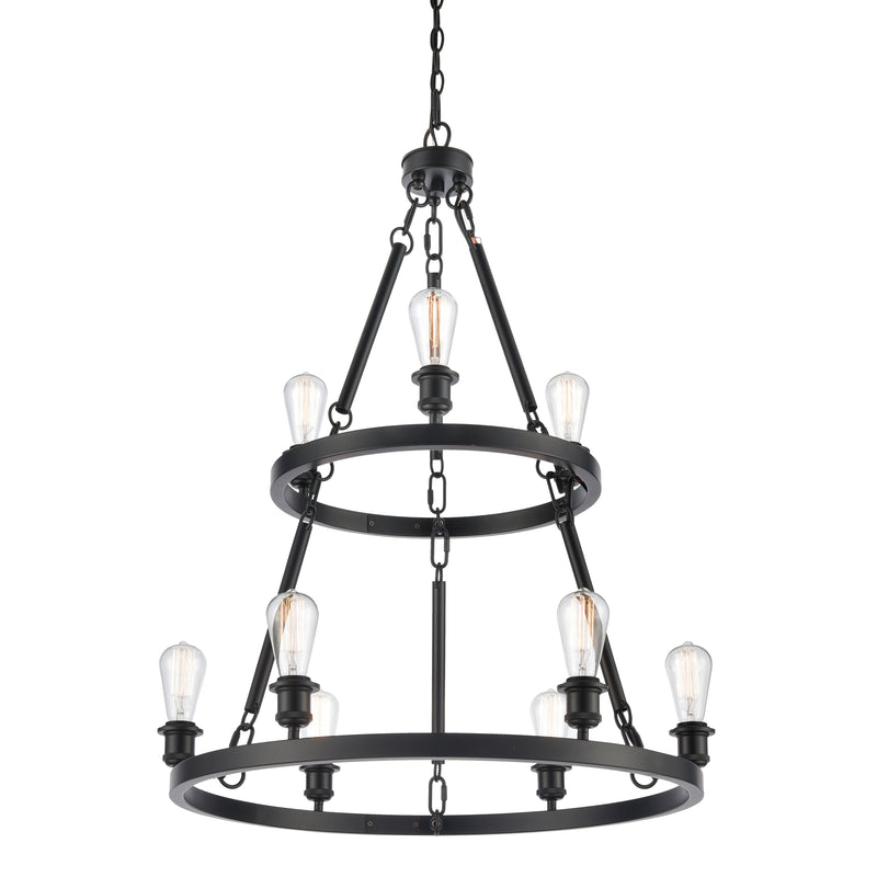 Saloon Chandelier shown in the Matte Black finish