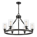 Saloon Chandelier shown in the Matte Black finish with a Clear shade