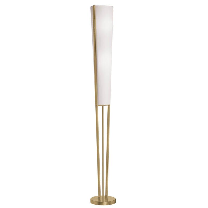 Dainolite 2 Light Incandescent Floor Lamp Aged Brass with White Shade 83323F-AGB