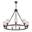 Saloon Chandelier shown in the Matte Black finish with a Matte White shade