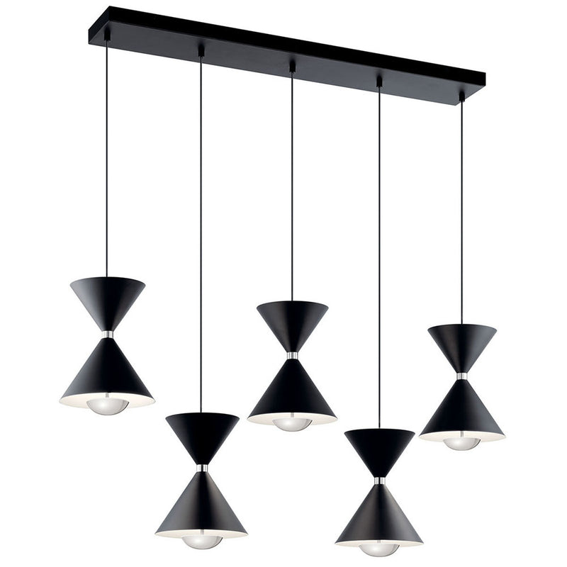 Kichler Kordan 5 Light Linear Pendant Cluster Matte Black 84113