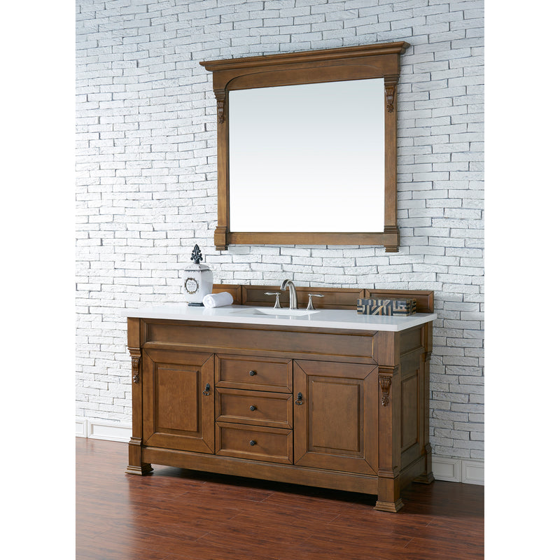 James Martin Brookfield 60" Country Oak Single Vanity with 3 cm Classic White Quartz Top 147-114-5371-3CLW