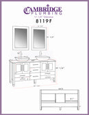 Cambridge Plumbing 63" Solid White Wood Vanity Porcelain Counter Top Two Vessel Sinks