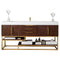 James Martin Columbia 72" Single Vanity Coffee Oak Radiant Gold with Glossy White Composite Top 388-V72S-CFO-RG-GW