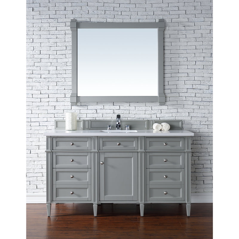 James Martin Brittany 60" Urban Gray Single Vanity with 3 cm Classic White Quartz Top 650-V60S-UGR-3CLW