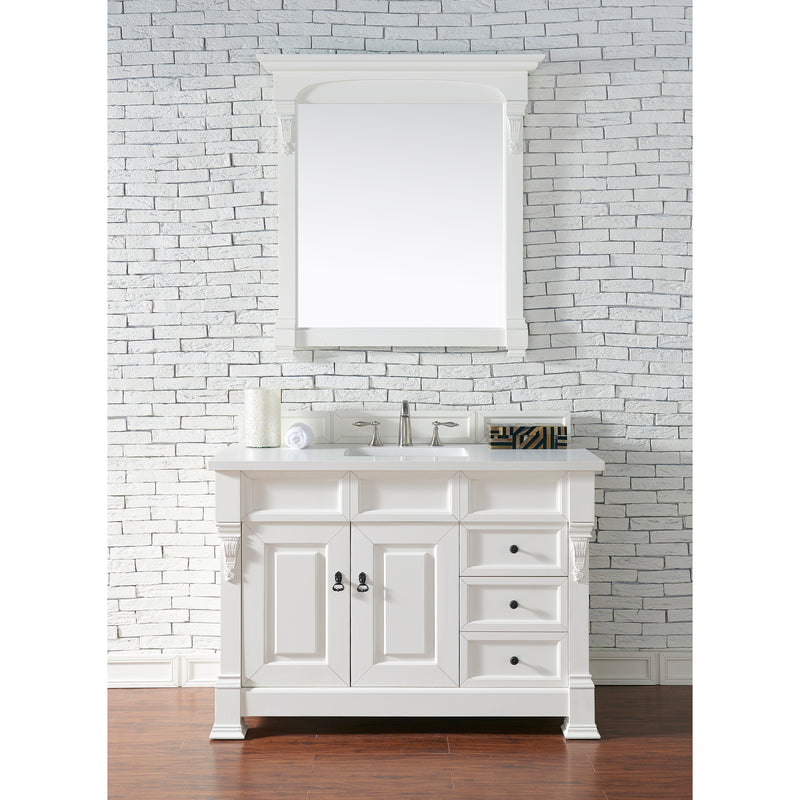 James Martin Brookfield 48" Bright White Single Vanity with 3 cm Classic White Quartz Top 147-V48-BW-3CLW