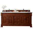 James Martin Brookfield 72" Warm Cherry Double Vanity with 3 cm Carrara MarbleTop 147-114-5781-3CAR