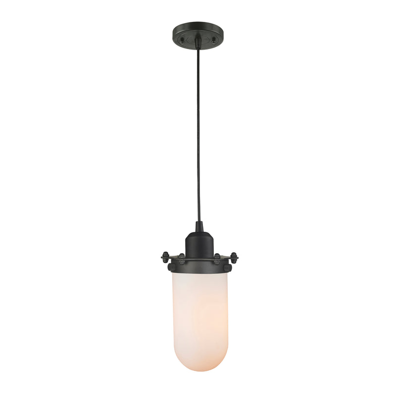 Centri Mini Pendant shown in the Oil Rubbed Bronze finish with a Matte White shade