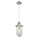 Centri Mini Pendant shown in the Polished Chrome finish with a Clear shade