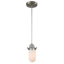 Centri Mini Pendant shown in the Brushed Satin Nickel finish with a Matte White shade