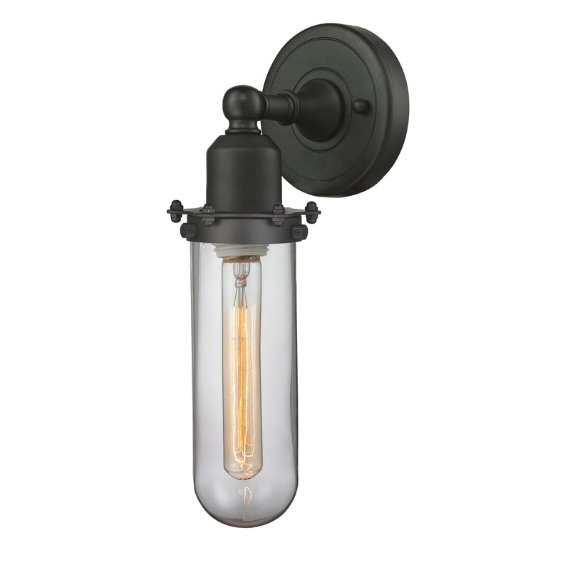 Centri Sconce shown in the Oil Rubbed Bronze finish with a Clear shade