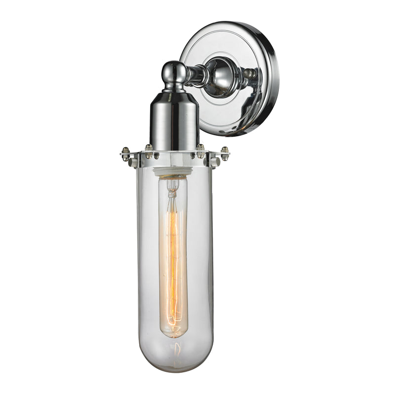 Centri Sconce shown in the Polished Chrome finish with a Clear shade