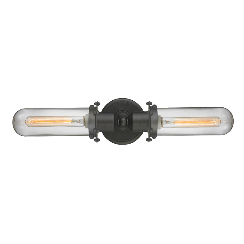 Centri Bath Vanity Light shown in the Oil Rubbed Bronze finish with a Clear shade