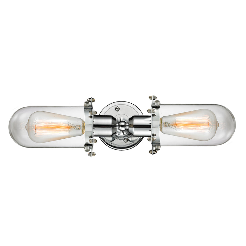 Centri Bath Vanity Light shown in the Polished Chrome finish with a Clear shade