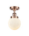 Beacon Semi-Flush Mount shown in the Antique Copper finish with a Matte White shade