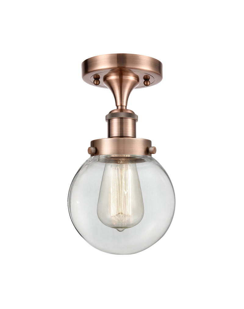 Beacon Semi-Flush Mount shown in the Antique Copper finish with a Clear shade